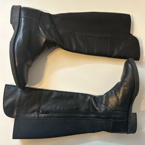Made in Italy - Soft Leather Knee High Boots / Black Riding Boots